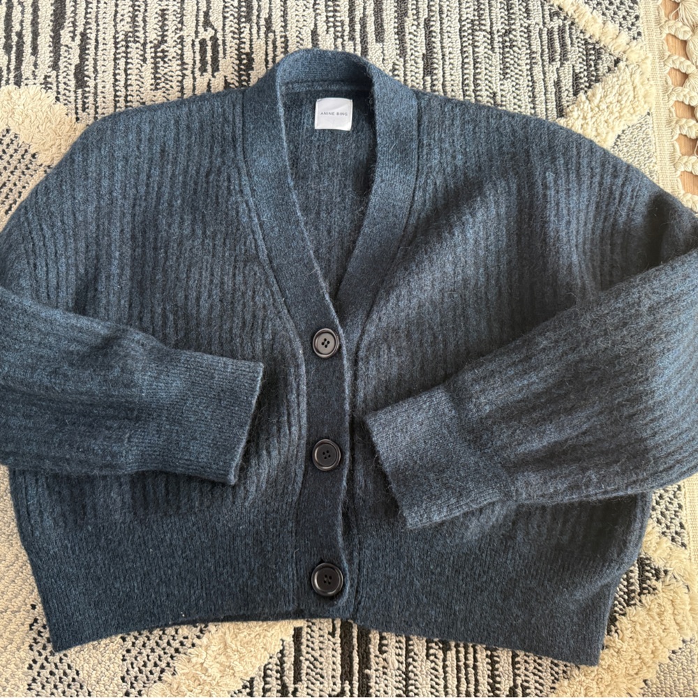 Anine Bing Maxwell Sweater Cardigan XS Navy